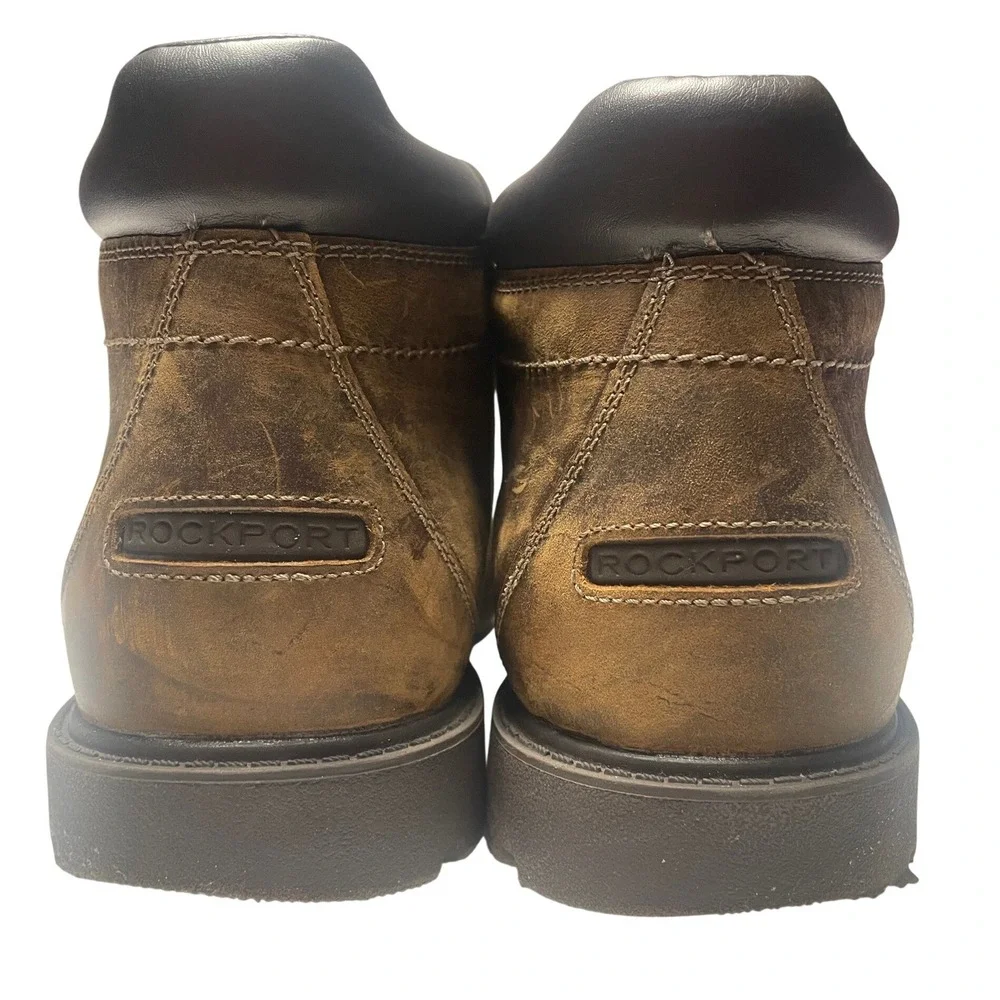 Rockport Storm Surge Waterproof Brown Leather Plain Toe Boots Men's 15